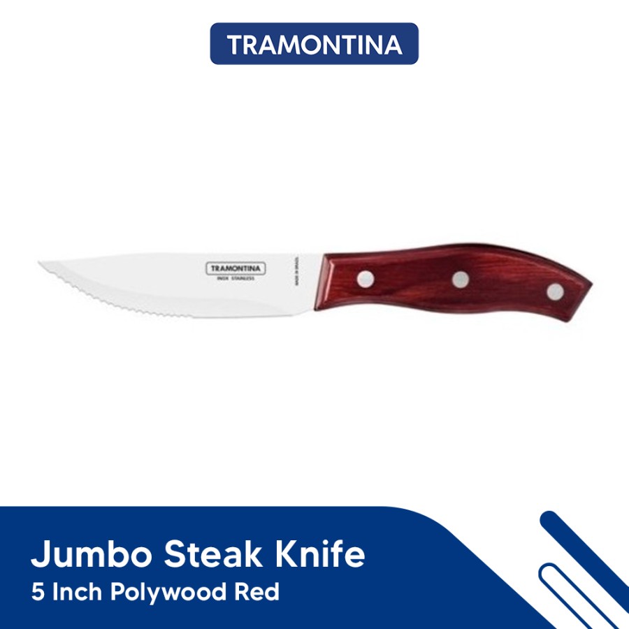 Pisau Steak Tramontina - 5 Inch Jumbo Steak Knife Polywood Merah